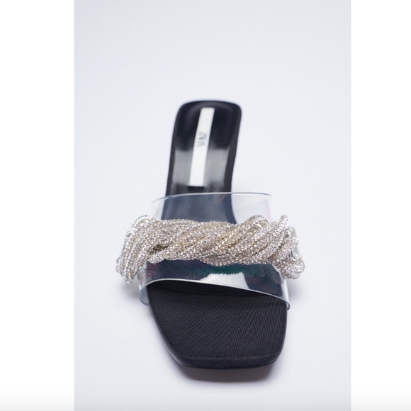 NWT ZARA SPARKLY HEELED VINYL SANDALS - Picture 7 of 11
